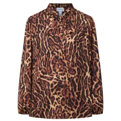 Sale Leopard Print Tie-Neck Blouse Women Tops
