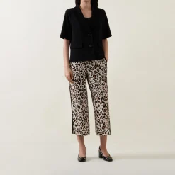 Sale Leopard Side-Panel Cropped Trousers Women Trousers & Shorts