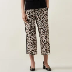 Sale Leopard Side-Panel Cropped Trousers Women Trousers & Shorts