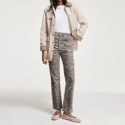 Online Leopard Slim-Leg Jeans Women Denim
