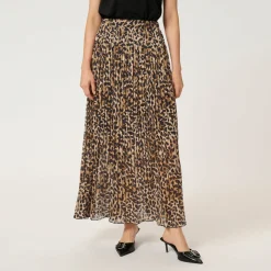 Lilje Leopard Pleated Skirt Women Skirts