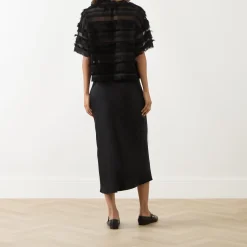 Lipona Semi-Sheer Fringe T-Shirt Women Tops