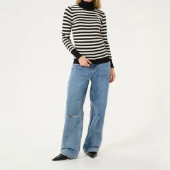 Lizza Striped Turtleneck Sweater Women Sweaters & Cardigans