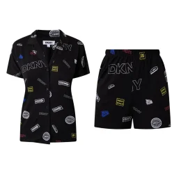 Sale Logo Badge Print Top & Shorts Pyjama Set Women Sleepwear