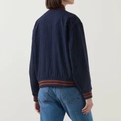 Logo Pinstripe Bomber Jacket Women Coats & Jackets