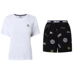 Hot Logo T-Shirt & Logo Badge Boxer Shorts Pyjama Set Women Sleepwear