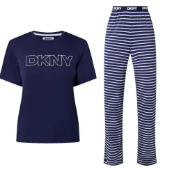 Discount Logo T-Shirt & Striped Bottoms Pyjama Set Women Sleepwear