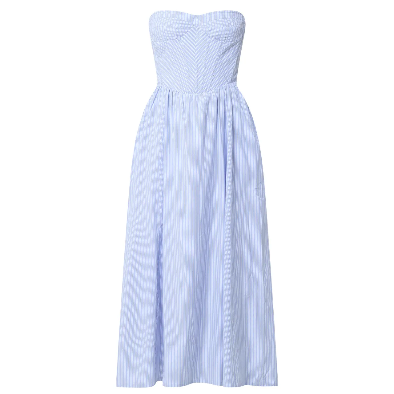 New Lola Corset Pinstripe Flared Dress Women Dresses|Occasion Dressing