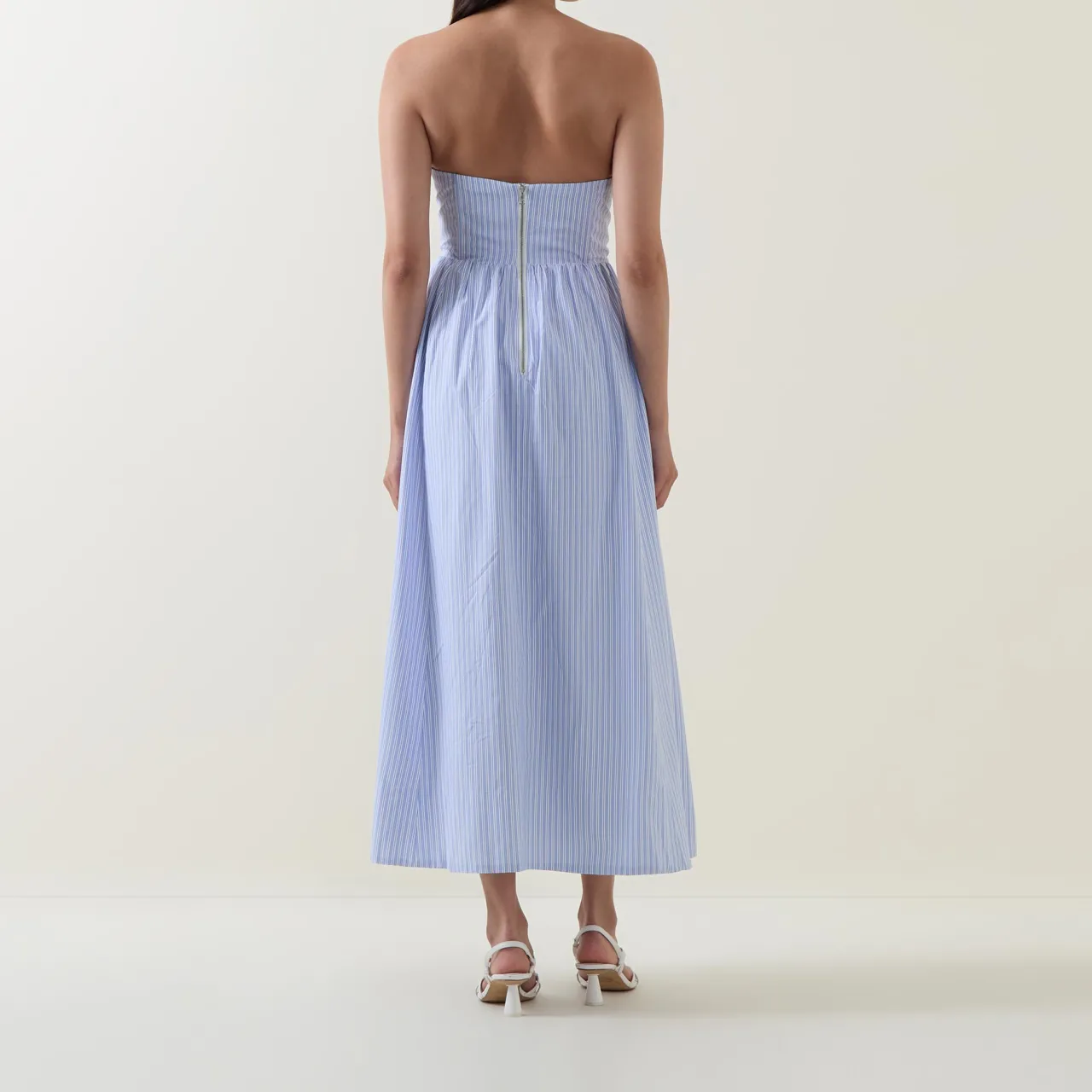 New Lola Corset Pinstripe Flared Dress Women Dresses|Occasion Dressing