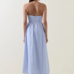 New Lola Corset Pinstripe Flared Dress Women Dresses|Occasion Dressing