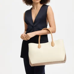 New London Grained Leather Tote Bag Women Top Handle Bags|Tote Bags