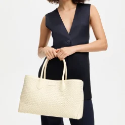 New London Woven Leather Tote Bag Women Top Handle Bags|Tote Bags