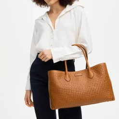 Online London Woven Leather Tote Bag Women Top Handle Bags|Tote Bags
