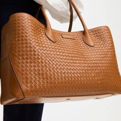 Online London Woven Leather Tote Bag Women Top Handle Bags|Tote Bags