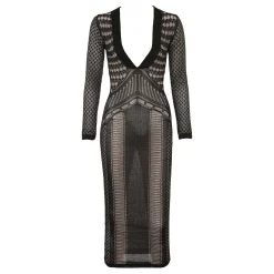Discount Loula Plunge Open-Knit Dress Women Dresses