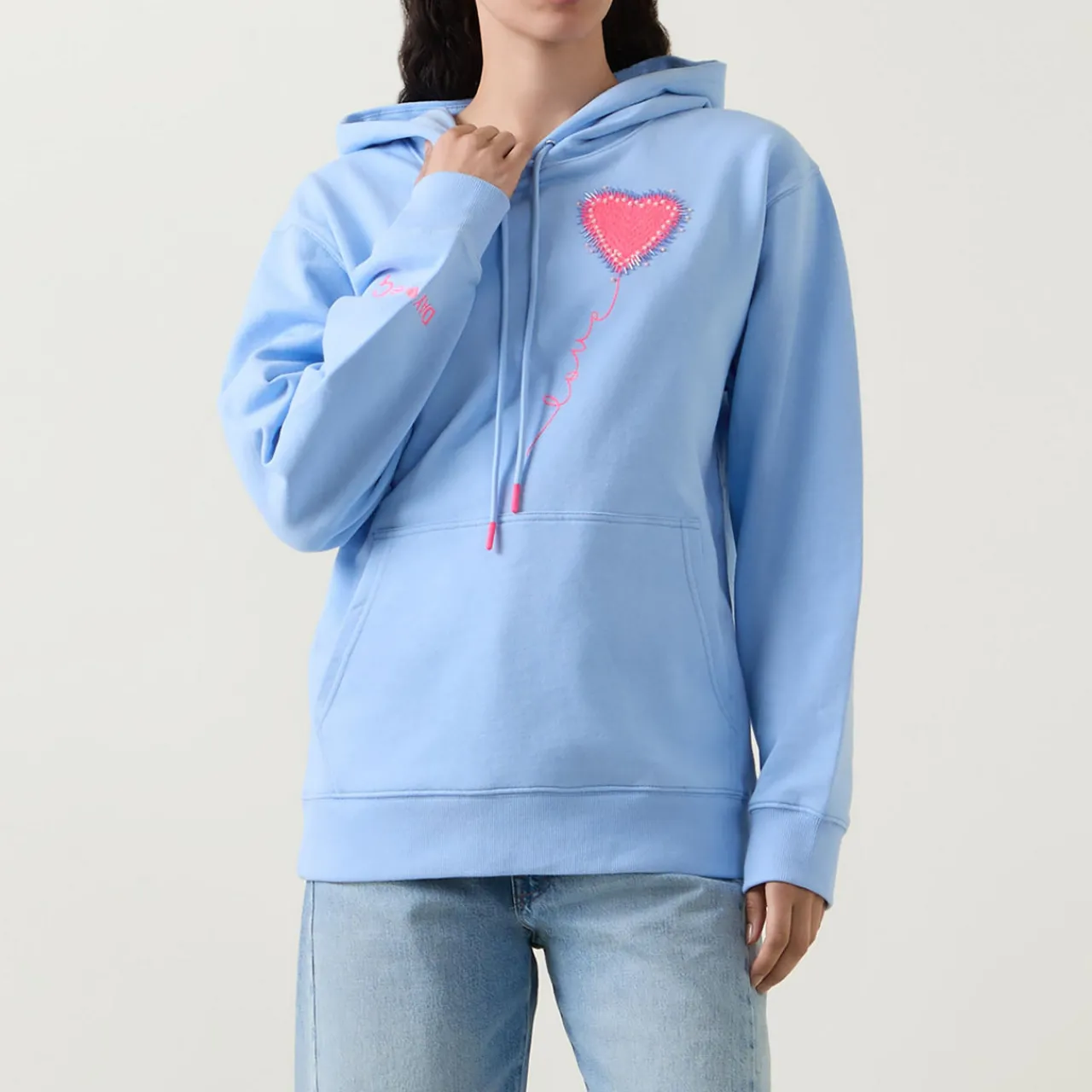 Hot Love Heart Drawstring Hoodie Women Sweatshirts & Hoodies