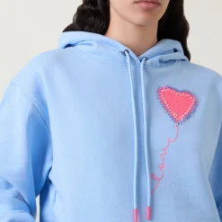 Hot Love Heart Drawstring Hoodie Women Sweatshirts & Hoodies
