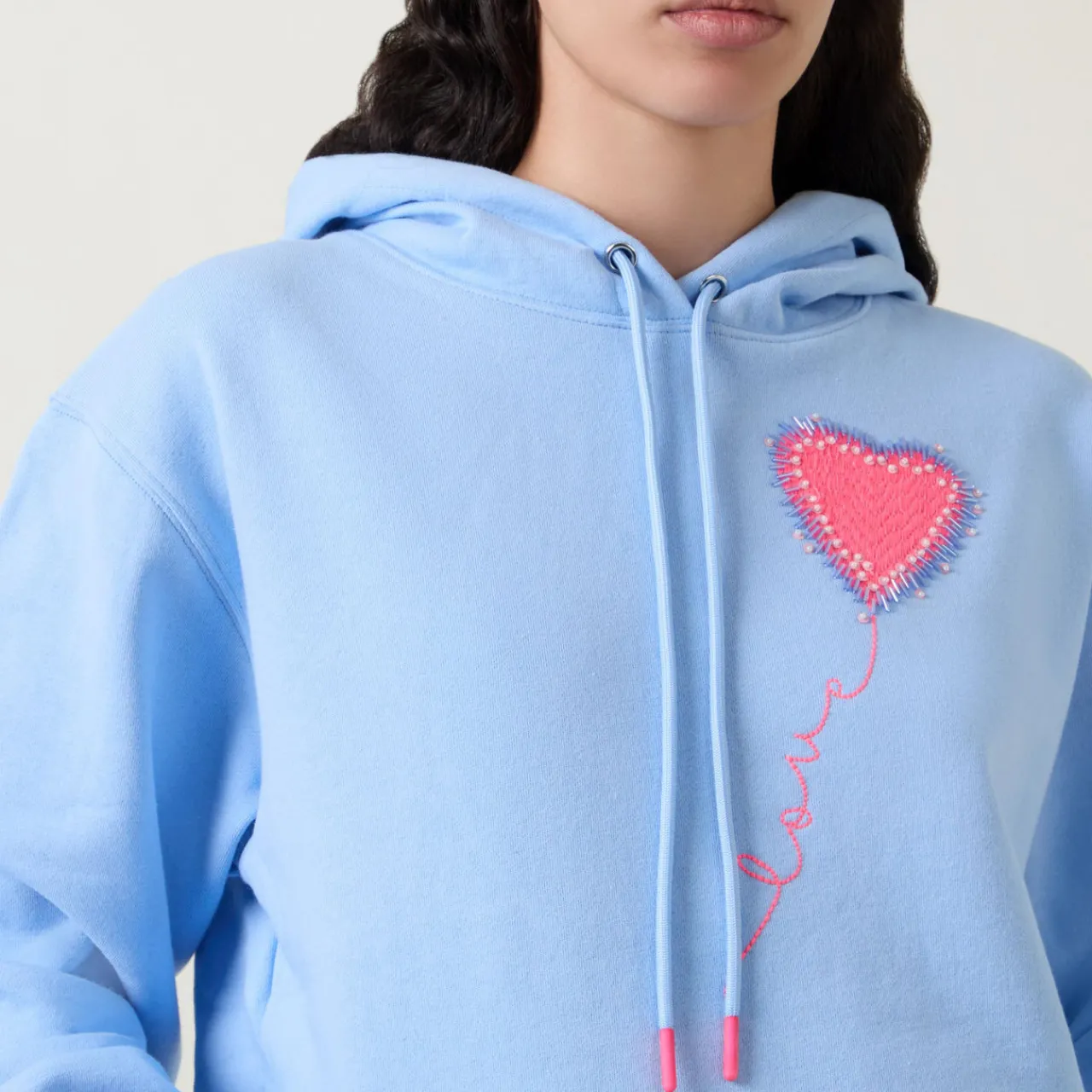 Hot Love Heart Drawstring Hoodie Women Sweatshirts & Hoodies