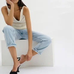 Best Lucy Cropped High-Rise Wide Leg Jeans Women Denim