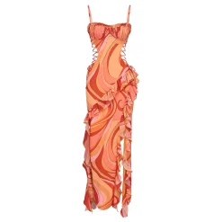 Discount Lumira Swirl Ruffle Cut Out Dress Women Dresses
