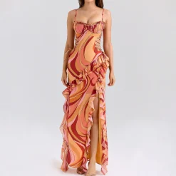 Discount Lumira Swirl Ruffle Cut Out Dress Women Dresses