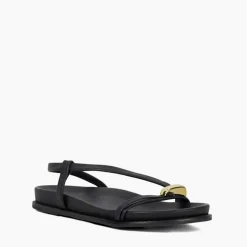 Hot Lyn Leather Gold Toe Trim Sandals Women Sandals