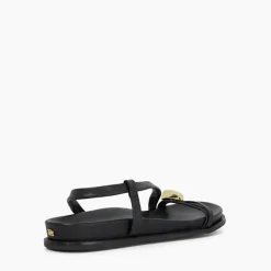 Hot Lyn Leather Gold Toe Trim Sandals Women Sandals