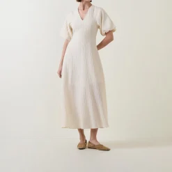 Best Maddie Puff-Sleeve Flared Dress Women Dresses