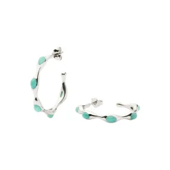 Online Magma Gemstone Medium Hoops Women Earrings