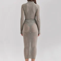Sale Margo Velour Sheer Striped Skirt Women Skirts