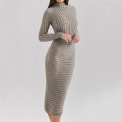 Sale Margo Velour Sheer Striped Skirt Women Skirts