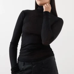 Clearance Massachusetts Fine-Knit Turtleneck Women Tops