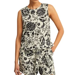 Hot Maura Floral Linen Top Women Tops