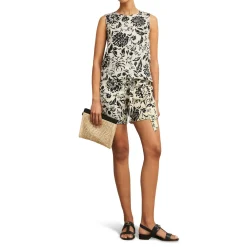 Hot Maura Floral Linen Top Women Tops