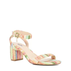 Memee Striped Block Heels Women Heels