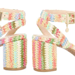 Memee Striped Block Heels Women Heels