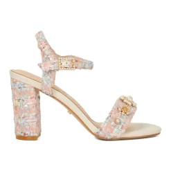 Clearance Mention Boucle Floral Block Heels Women Heels