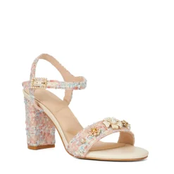 Clearance Mention Boucle Floral Block Heels Women Heels