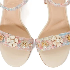Clearance Mention Boucle Floral Block Heels Women Heels