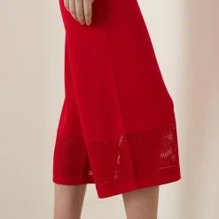 Hot Mesh Panel Wide Leg Cropped Trousers Women Trousers & Shorts
