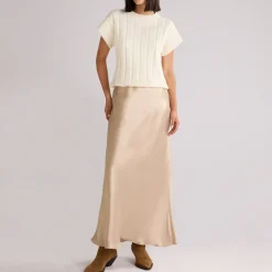 Online Metallic Bias-Cut Skirt Women Skirts
