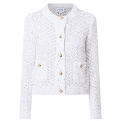 Outlet Metallic Fleck Open-Knit Cardigan Women Coats & Jackets