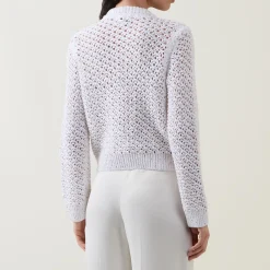Outlet Metallic Fleck Open-Knit Cardigan Women Coats & Jackets