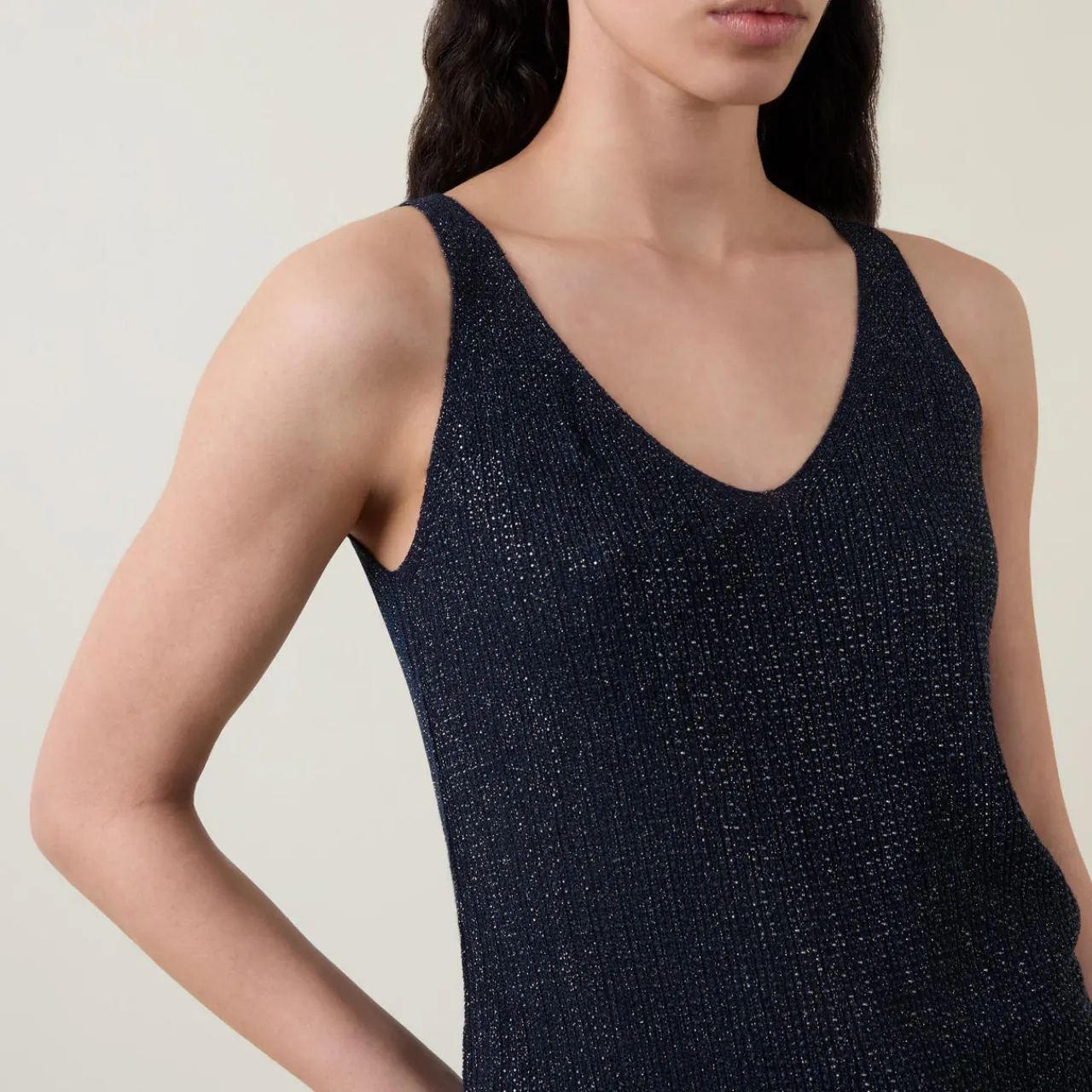 Clearance Metallic Knitted Tank Top Women Sweaters & Cardigans