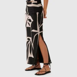 Hot Mia Mesh Abstract Print Skirt Women Denim