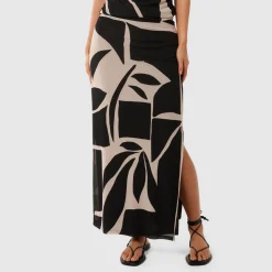 Hot Mia Mesh Abstract Print Skirt Women Denim