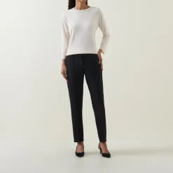New Mid-Rise Pleated Straight Leg Trousers Women Trousers & Shorts