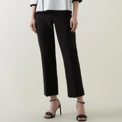 Discount Mid-Rise Pleated Straight Leg Trousers Women Trousers & Shorts