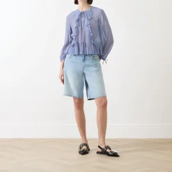 Online Mikaela Tie-Front Ruffled Blouse Women Tops