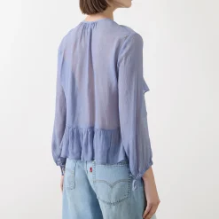 Online Mikaela Tie-Front Ruffled Blouse Women Tops